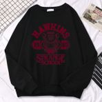 Rahat Sokak Bayan Kazak Hawkins Lisesi Indiana 1983 Baskı Kapüşonlular Gevşek Bisiklet Yaka K - Siyah - 2XL