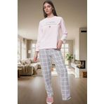 Rahat ve Şık Kadın Pijama Takımı Polar Ekoseli Uzun Kollu Yüksek Kalite Modern Stil