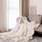Rahat Waffle Polar Battaniye, Yumuşak ve Sıcak Tutan Battaniye, Çekyat için Çift Kişilik Kışlık Battaniye, Yatak Odası, Oturma Odası için, Beyaz 180 x 220 cm