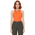 Rahat Yazlık Bluz Viskoz Triko Bisiklet Yaka Fitted Kalıp Kolsuz Premium Kalite_Turuncu-XS