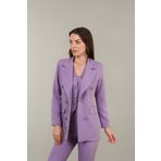 Raheel Fashion Kadın Modern Lila 3'lü Takım (YELEK,CEKET,PANTOLON)