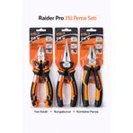 Raider Pro 3’lü Çelik Pense Seti (Yan Keski + Kargaburun + Kombine Pense)