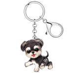 RAIDIN Akrilik sevimli köpek evcil hayvan anahtarlık kadınlar kızlar parti favorileri Kawaii Schnauzer köpek anahtarlık anahtarlık köpek severler için hediye, Dişbudak ağacı, M
