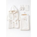 Rain Baby Erkek Çocuk Bornoz Set 4 Parça Silgi,Terlik, Havlu ve Bornoz