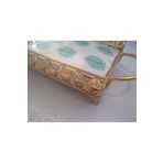 Rainbow Home Decor Dikdörtgen Kulplu Baklava Desen Aynalı Tepsi Sunumluk 26x15 Gold