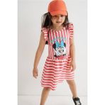 Rainbow Kız Çocuk Çizgili Minie Mouse Baskılı Elbise - Kırmızı - 6 - 7 Yaş