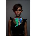 Rainbow Reflektörlü Büyük Kuş Kanadı Choker Kolye, Tarz Lazer Kesim Kolye Çok Renkli-tek ebat