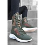 Rainon Store Bağcıklı Siyah Acık Askeri Yüksek Taban Boksör Unisex Spor Postal Bot - Açık Yeşil