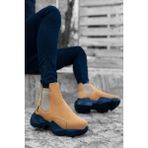 Rainon Store Bağcıksız Rahat Yüksek Taban Camel Süet Erkek Spor Yarım Bilek Bot