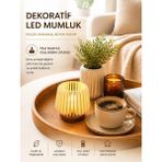 Raintech Dekoratif LED Mumluk Pilli Mum Işığı Ortam Aydınlatma Masaüstü Gece Lambası Modern Ev Dekoru - 2 Adet