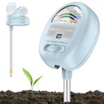 Raintrip 4'ü 1 arada Toprak Nem Ölçer, Toprak Ph Metre, Nem, Işık, Besin Maddeleri, pH, Toprak Ph Test Kiti, Bahçe, Çim, Çiftlik, İç ve Dış Mekan Kullanımı için Mükemmel, Pil Gerektirmez (Mavi