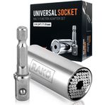 RAK Evrensel soket sapı – (7 – 19 mm) çok fonksiyonlu cırcır matkap adaptörü – erkekler, kendin yap el işi, baba/baba, eş, erkek arkadaş, kadın için gümüş 2 parçalı set