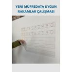 Rakam Çalışması Akıllı Kağıt Tahta 85X56 cm Kalem Hediyeli, Beyaz - Ahşap - Beyaz - Seçenek 1