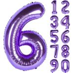 Rakam Folyo Balon 34 inç 76-82 cm (Mor, 6)
