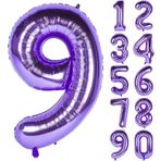 Rakam Folyo Balon 34 inç 76-82 cm (Mor, 9)