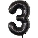 Rakam Folyo Balon 34 inç 76-82 cm (Siyah, 3)