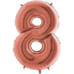 Rakam Folyo Balon Metalik Gül Kurusu - 8 Yaş Folyo Balon Metalik - 8 Yaş Balonu
