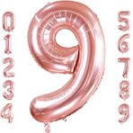 Rakam Kırmızı Folyo Balon 34 inç 76-82 cm (9, Rose Gold)