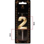 Rakam Seçenekli Doğum Günü Pasta Mumu Gold Parti Mum - 2 YAŞ