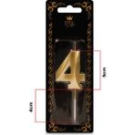 Rakam Seçenekli Doğum Günü Pasta Mumu Gold Parti Mum - 4 YAŞ
