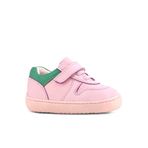 Rakerplus Bob Hakiki Deri Pembe Yeşil Barefoot Cırtlı Lastikli Bebek Sneaker Ayakkabı