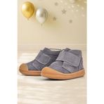 Rakerplus Yoohoo Hakiki Deri Koyu Gri Cırtlı Unisex Bebek Bot