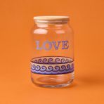 Rakle Blue Mosaiq Love 970 ml Renkli Kapaklı Cam Kavanoz