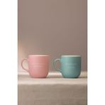 Rakle Mottolu Seramik 2'li Kupa Seti Pembe-Mavi 400 cc - 2 Adet - 400 ml