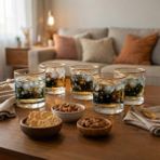 Rakle Star 300 ml Sarı Şeffaf Altın Yaldızlı 4'lü Bardak Seti