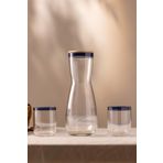 RAKLE Verona Premium Su Seti Koleksiyonu - Şeffaf Kristal Cam - 3 Parça Set 270cc/1000cc - Bambu Kapaklı Karaf ve Bardaklar - Su Servisi