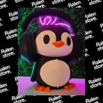 Ralen Penguen Kulaklık Standı Kulak Içi Kulaklıklar Için Özel Bölmeli | 20CM | Siyah-Beyaz ( Yüksek Kalite 3D Baskı Pla ) - Siyah - Beyaz