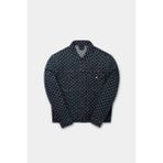 ralf Erkek Ceket - Denim Jakarlı, Monogram Desenli, Regular Fit - Mavi
