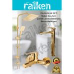 RALKEN 3'lü Gold (Altın) Banyo Seti; Robot Duş Seti, Banyo Bataryası ve Çanak Lavabo Bataryası - Batarya Seti