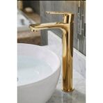 Ralken Aero Kalın Gövde %100 Pirinç Gold Altın Çanak Lavabo Bataryası - Lüx Yüksek Çanak Lavabo Musluğu - Gold - Altın