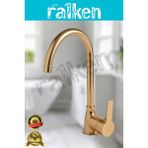 Ralken Kalın Gövde Mutfak Bataryası Delta Eviye Musluğu Gold Altın Eviye Bataryası - %100 Pirinç Hammadde, Paslanmaz, Ağır Gövde, Elektrostatik Boya, 360 Hareketli Boru