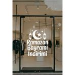 Ramazan Bayramı İndirimi Cam Vitrin Sticker, Mağaza Vitrin Dekoru, Beyaz, 38x50 cm