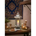 Ramazan Ledli Dekoratif Fener Parlak Gümüş Renk 10 Cm Masa Ve Raf Süsü Vitrin