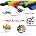 Ramdet 164 Parça Kablo Makaron Seti. Isıya Dayanıklı Kalo Koruyucu Kablo Tamir Borusu Kablo Kanalı