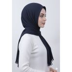 Ramellia Piliseli Şal | Ütü Gerektirmez, Hafif Şal Standart Ölçü, Formunu Koruyan Doku Piliseli Bambu Şal - Lacivert