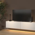 Rami Duvara Monte Led Işıklı Tv Sehpası, Minifiksli Beyaz