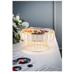 Ramo's Autumn Gold Detaylı Hayat Ağaç Desenli Metal Standlı Sunum Servis Kasesi Porselen Yuvarlak Meyvelik
