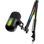 Rampage Arpej Rgb Masa Standlı Ses Göstergeli Dokunmatik Pop Filtre Oyuncu Mikrofonu Yayıncı Mikrofonu Gaming Siyah