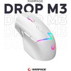 Rampage DROP M3 V2 24000 DPI 3311 Sensor Beyaz RGB Şarjlı Kablosuz 80 Milyon Huano Switch Gaming Oyuncu Mouse