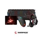 Rampage Kb-r63 Stage Makrolu Klavye Sn-r9 Kulaklık R63 Rgb Mouse + Mousepad 4lü Oyuncu Seti Optik siyah