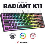 Rampage RADIANT K11 Siyah Type-C Bağlantılı RGB Puding Tuşlu US Layout (Ingilizce Q Klavye) Red Switch Gaming Oyuncu Klavye