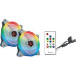 Rampage RB-K2 120 x 120 x 25mm 2 x Aurora gökkuşağı Ledli Fan 2 x gökkuşağı LED Şerit Uzaktan Kumandalı Fan