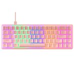 Rampage REBEL Pembe Low Profile RED SWITCH Mekanik Gaming Oyuncu Klavye US Layout English Rainbow