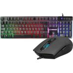 Rampage Siyah Usb Gökkuşağı Zemin Aydınlatmalı French/Arabic Layout Oyuncu Klavye + Mouse Set Uyumlu Teşhir Outlet Vitrin