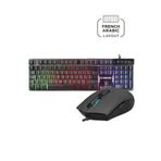 Rampage Siyah Usb Gökkuşağı Zemin Aydınlatmalı French/Arabic Layout Oyuncu Klavye + Mouse Set uyumlu