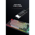 Rampage Yoru Tkl Gri/siyah Type-c Bağlantılı Outemu Red Swich Q Mekanik Gaming Oyuncu Klavye Rgb Çok Renkli